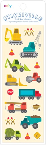 Ooly - Sticikiville Stickers: Construction Vehicles - Skinny (2 Sheets)