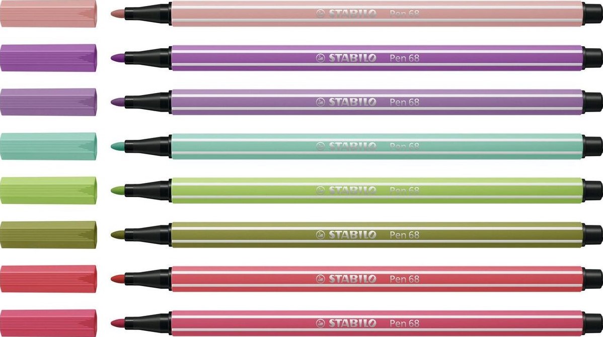 Symptomen Versterker Bekend STABILO Pen 68 - premium viltstift - etui met 8 nieuwe kleuren bij Planet  Happy