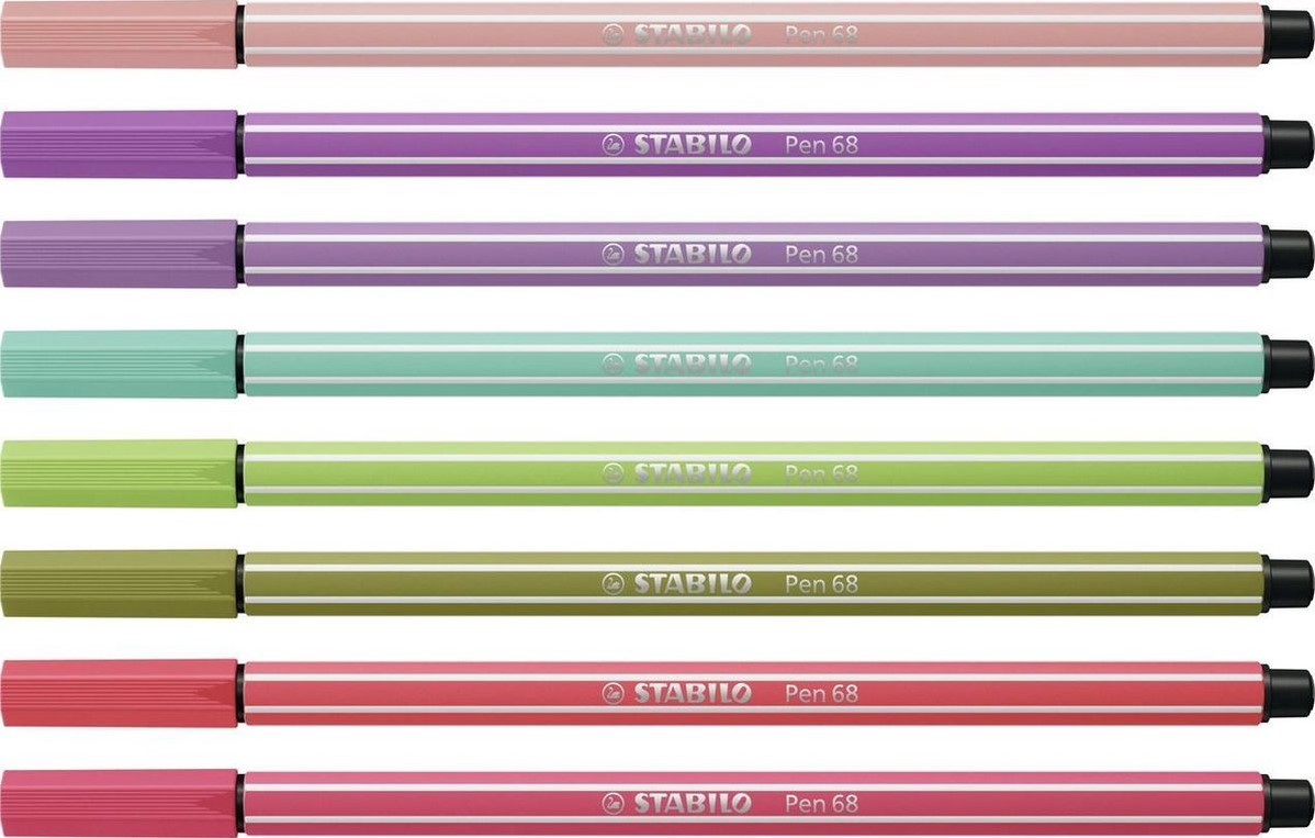 sneeuw Tijdig Gestaag STABILO Pen 68 - premium viltstift - etui met 8 nieuwe kleuren bij Planet  Happy