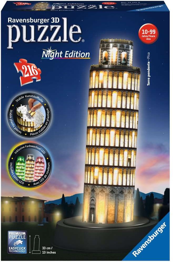 stout controleren Tot stand brengen Ravensburger 3D puzzel gebouw Toren van Pisa Night