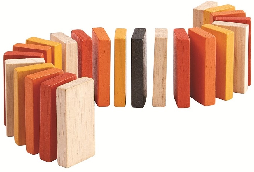 aardappel impuls douche Plan Toys houten domino spel gekleurd