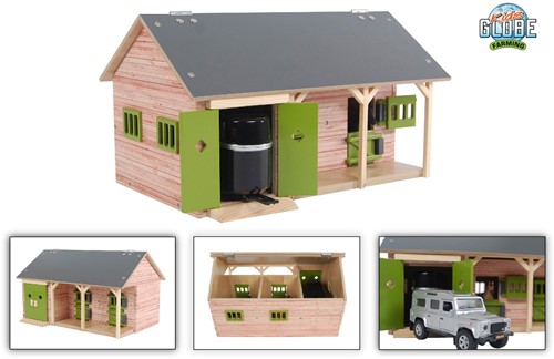 Kids Globe paardenstal met 2 boxen en berging 1:32 34x22x19cm