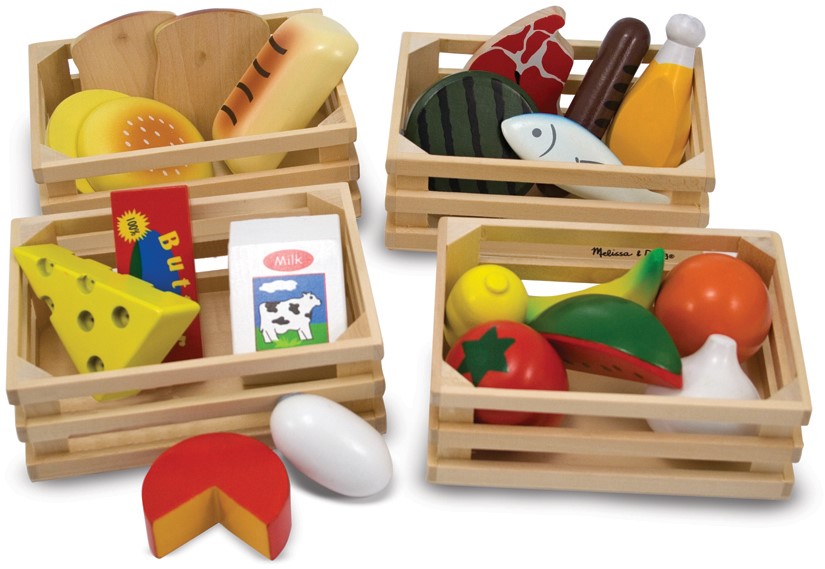 Melissa &amp; Doug houten kratjes met eten