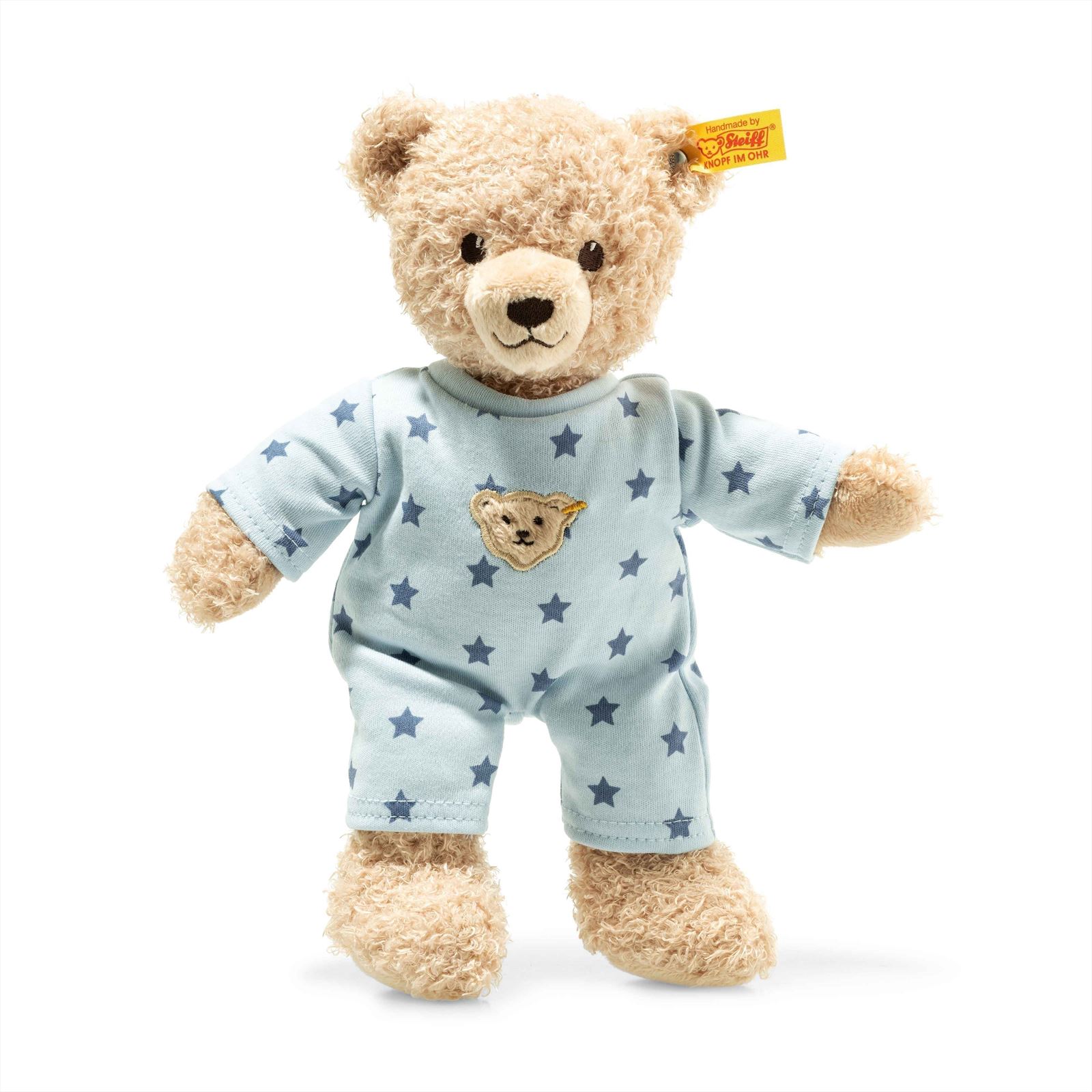 Getand Clip vlinder Volwassenheid Steiff knuffel teddybeer Teddy and Me baby jongen met pyjama, beige/blauw