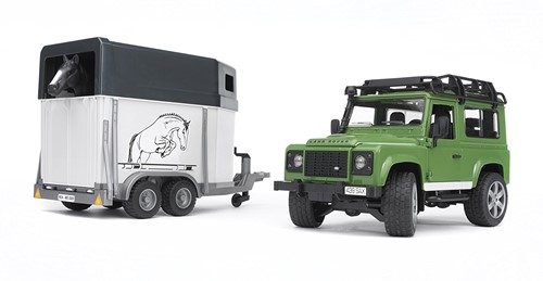 Bruder Land Rover Defender met paardentrailer (02592)