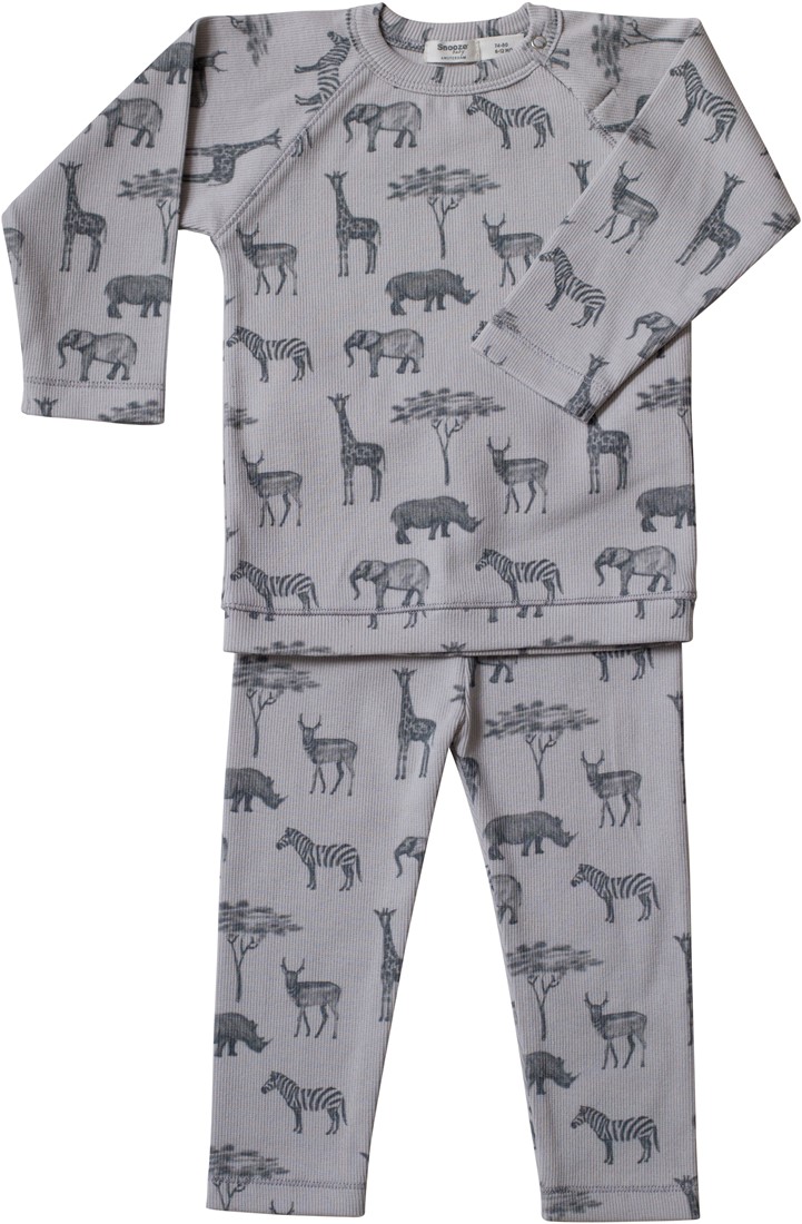 leerboek calcium Toezicht houden Snoozebaby Organische Pyjama Safari Grey - maat 86-92 kopen?