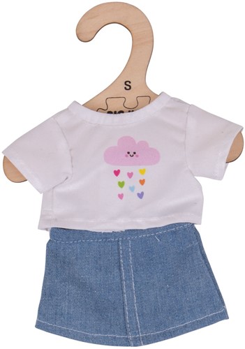 Bigjigs Wit T-Shirt en Denim Rok (voor 28cm Pop)