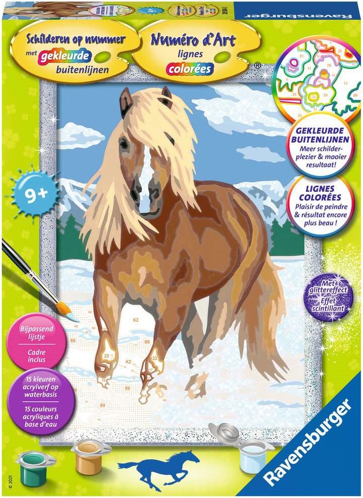 Dialoog Sluipmoordenaar plein Ravensburger Schilderen op nummer Serie Classic Paarden Paard in de sneeuw
